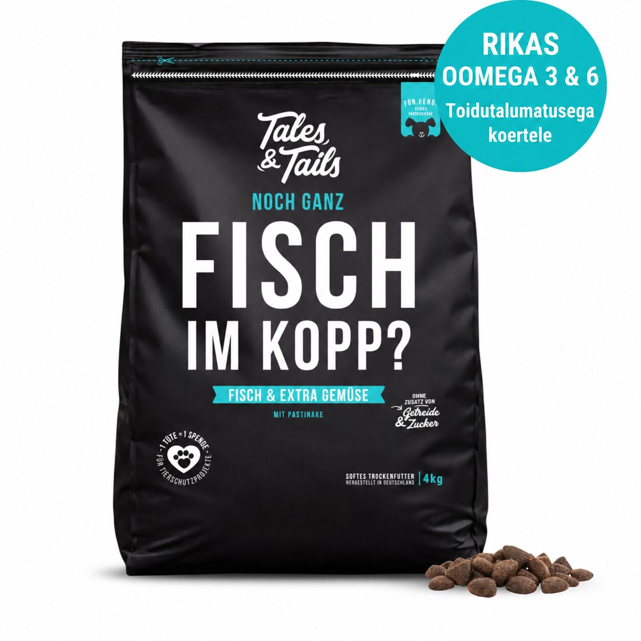 Tales & Tails pehme koeratoit - kuivtoit kalaga | Sniffy - Parima sõbra heaks Tales & Tails pehme koeratoit - kuivtoit kalaga