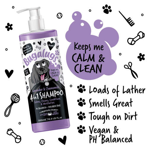 Bugalugs lavendli ja kummeli lõhnaline 4-in-1 šampoon | Sniffy - Parima sõbra heaks
