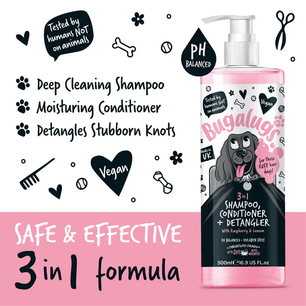 Bugalugs Raspberry Lemon Scented 3-In-1 Shampoo | Sniffy - Parima sõbra heaks Bugalugs Raspberry Lemon Scented 3-In-1 Shampoo - Image 3