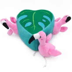 Zippy Paws Squeaky Toy with Leaves and Flamingos