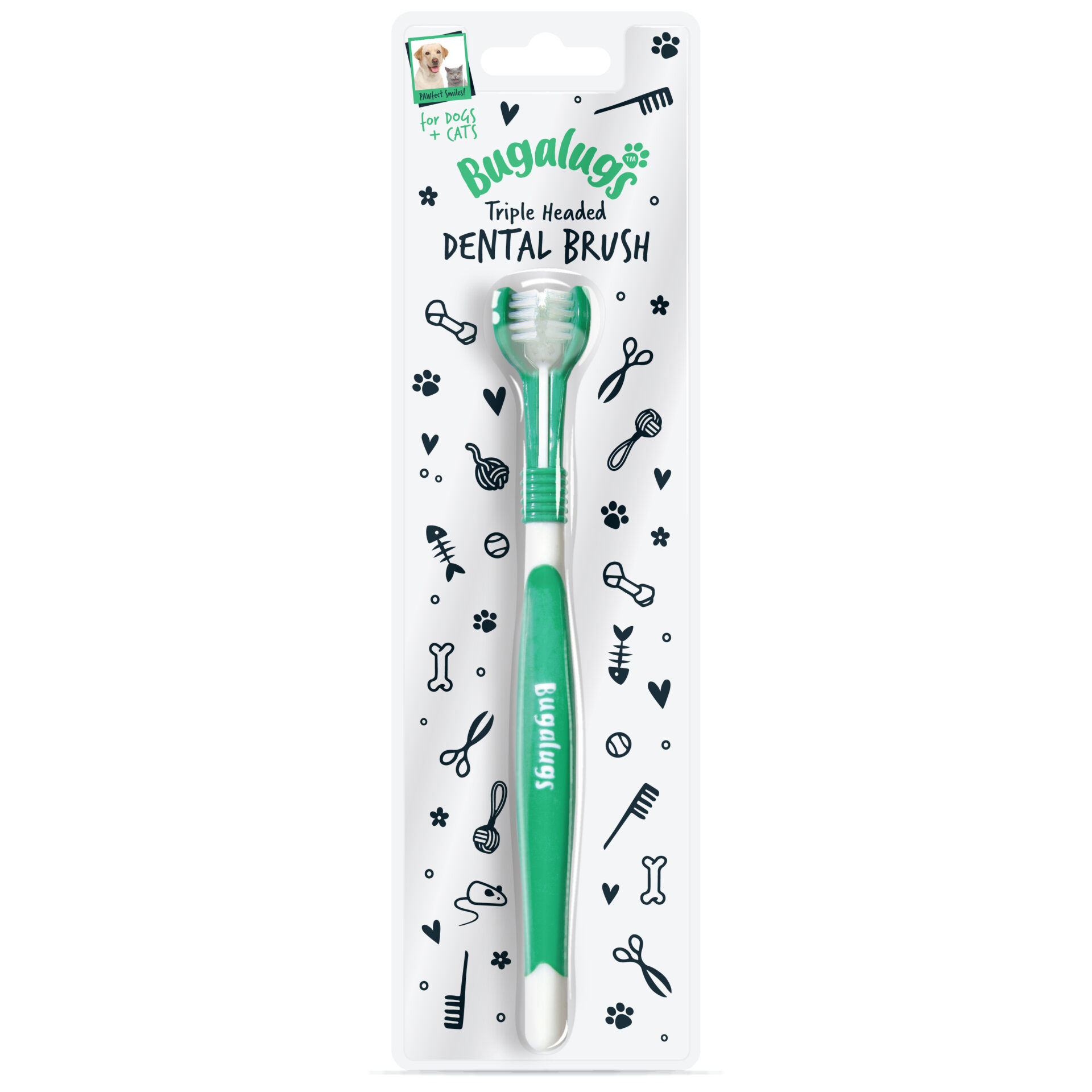 Bugalugs Triple Brush Toothbrush for Dogs and Cats - 3 Tooth Surfaces at a Time | Sniffy - Parima sõbra heaks Bugalugs Triple Brush Toothbrush for Dogs and Cats - 3 Tooth Surfaces at a Time