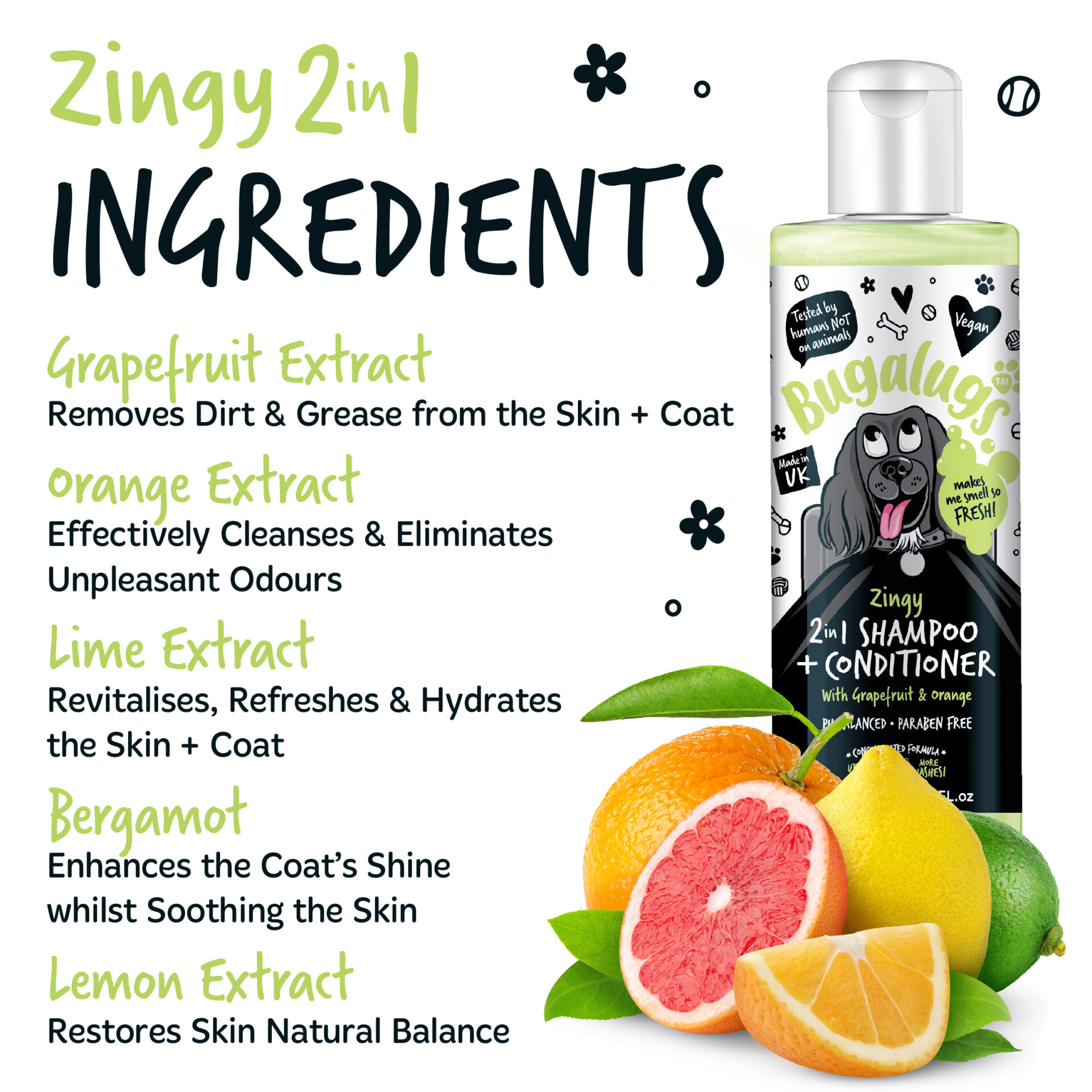 Bugalugs 2-in-1 Zingy greibi & apelsini šampoon ja palsam koertele | Sniffy - Parima sõbra heaks Bugalugs 2-in-1 Zingy greibi & apelsini šampoon ja palsam koertele - Image 5