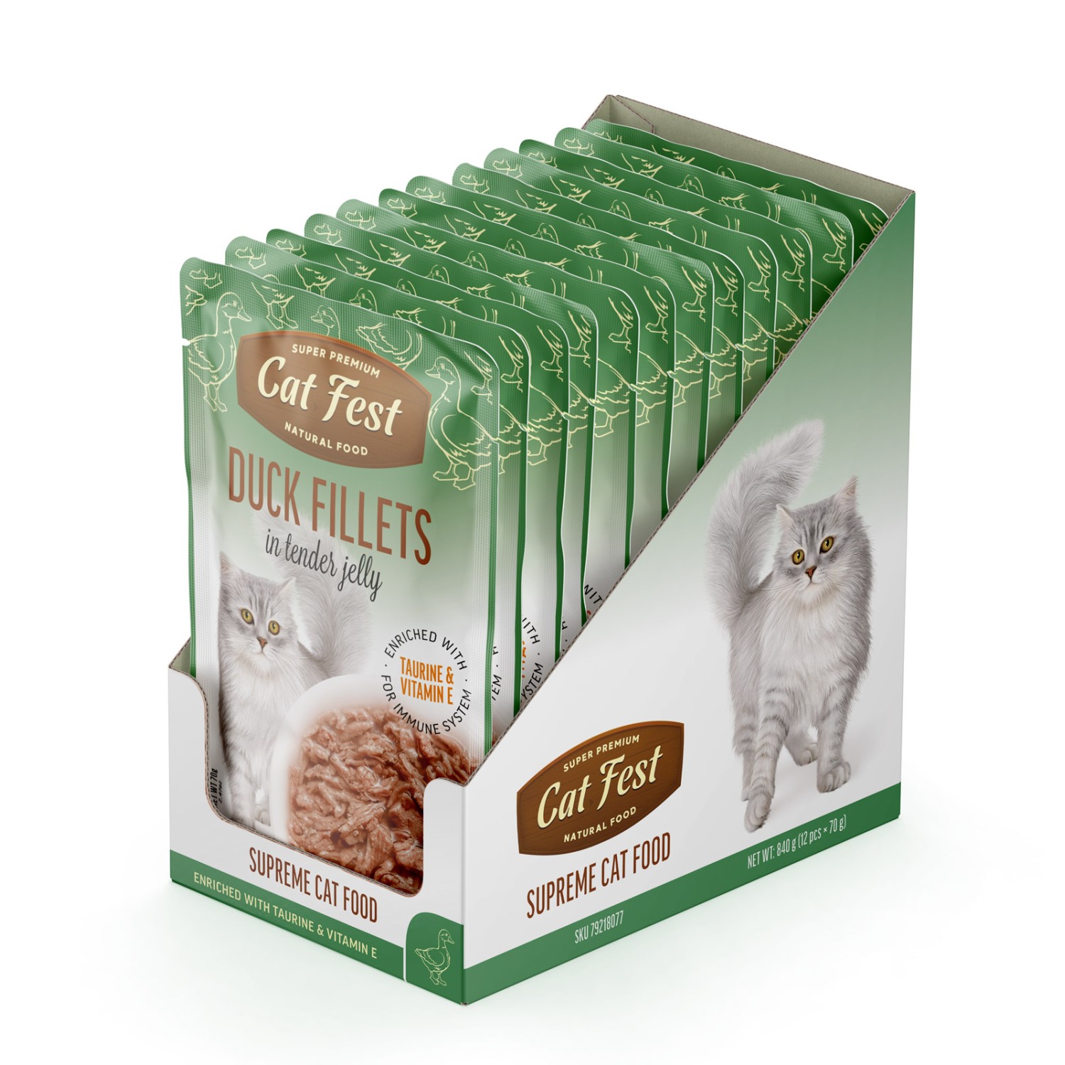 Cat Fest pardilihaga märgtoit kassile želees (12x70g) | Sniffy - Parima sõbra heaks CatFest pardilihaga märgtoit kassile želees 70g einekotike