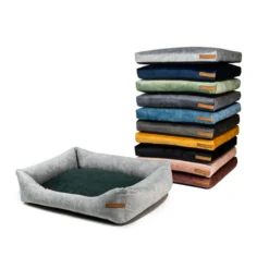 Rexproduct Frida koeravoodi – helehall + valitav madrats