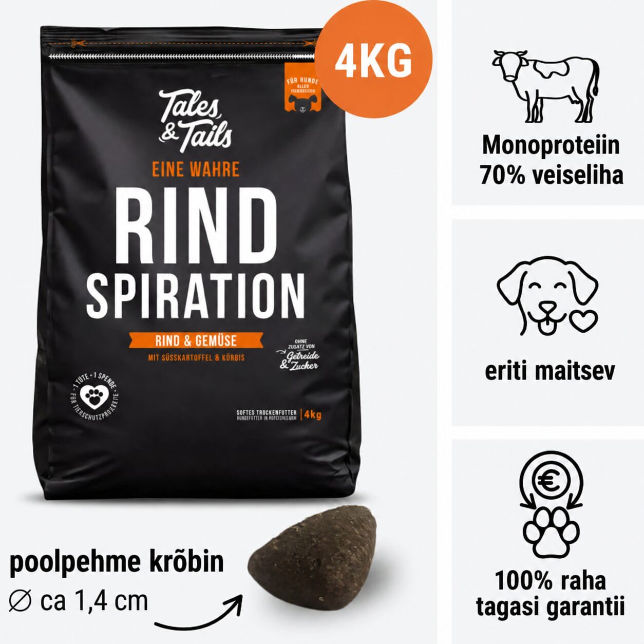 Tales & Tails monoproteiin koeratoit - pehme kuivtoit veiselihaga | Sniffy - Parima sõbra heaks Tales & Tails monoproteiin koeratoit - pehme kuivtoit veiselihaga - Image 3