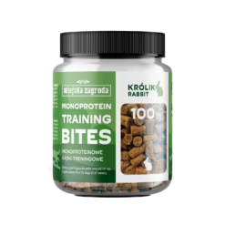 Wiejska Zagroda küülikulihaga treeningmaiused koertele. Monoproteiin, teraviljavaba ja sobib tundliku seedimisega koertele.