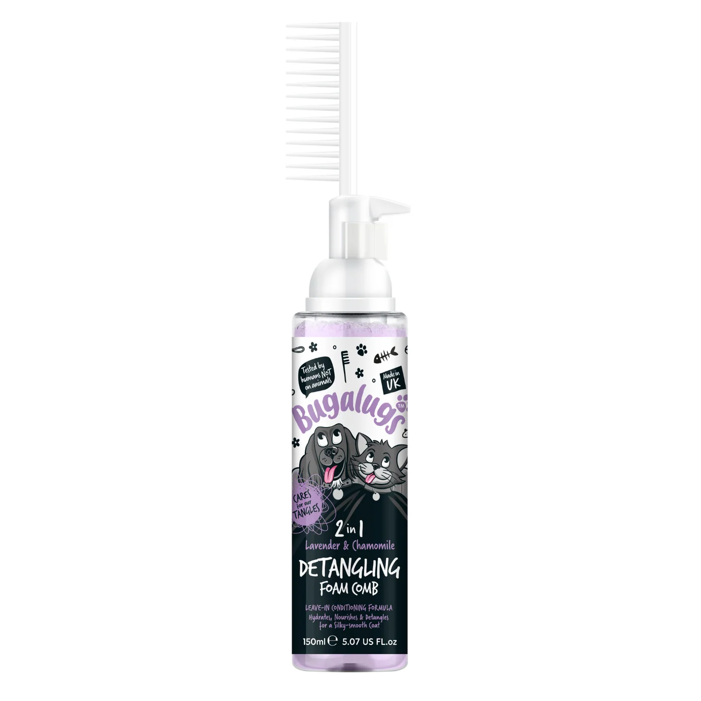 Bugalugs Lavender Chamomile Foam Comb for Dogs Cats - Removes Tangles | Sniffy - Parima sõbra heaks Bugalugs Lavender Chamomile Foam Comb for Dogs Cats - Removes Tangles