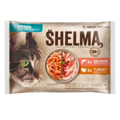 Shelma KITTEN teraviljavaba märgtoit kassipoegadele - lõhe ja kalkun kastmes